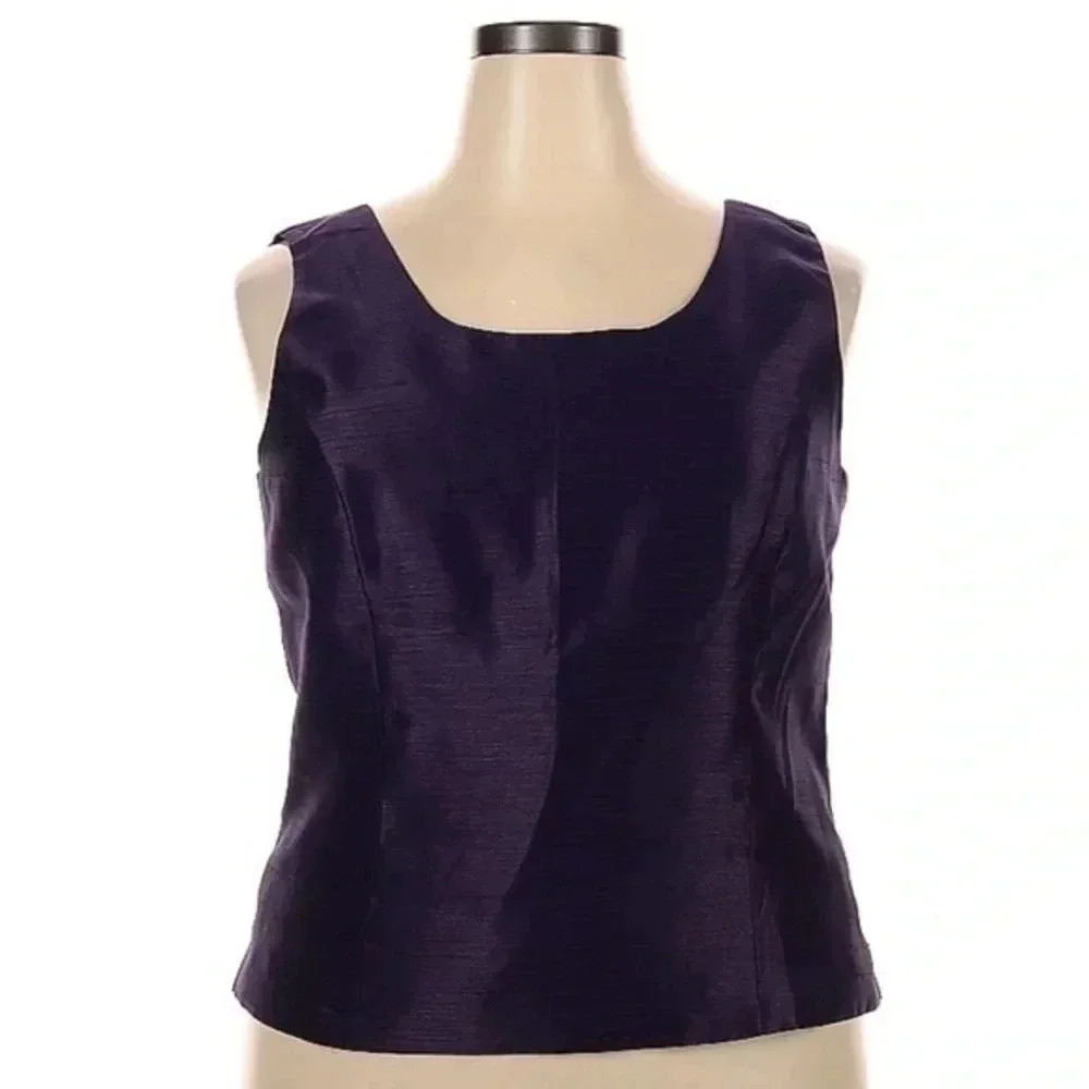 Nipon Boutique Deep Purple Eggplant Formal Sleeveless Blouse Plus Size 18